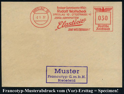 BRESLAU 10/ Breslauer Gummiwaren Mfktr./ Rudolf Woitscheck../ DENTAL-GUMMIMATTEN/ "Elasticit".. 1937 (2.1.) AFS, Francot - Química