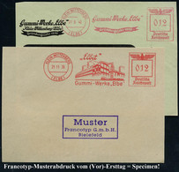 KLEIN-WITTENBERGE/ (ELBE)/ "Elbit"/ Gummi-Werke "Elbe" 1936/42 AFS, Francotyp-Musterabdruck "Reichsadler" (Fabrik) Glask - Química