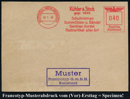 WUPPERTAL-WICHLINGHAUSEN/ Kühler 6 Stock/ Gegr.1885/ Schuhriemen/ Gummilitzen-u.Bänder.. 1938 (10.1.) AFS, Francotyp-Mus - Química