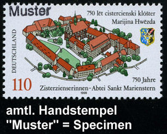 Sankt Marienstern 1998 (April) 110 Pf. "750 Jahre Zisterzienerinnen-Abtei St. Marienstern" + Amtl. Handstempel  "M U S T - Abadías Y Monasterios