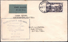 NEUSEELAND 1931 (24.12.) Weihnachts-Sonderflug: Gisborne - Invercargill (AS) + Viol. Erstflug-HdN: CHRISTMAS AIR MAIL (D - Kerstmis