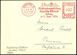 COBURG 1/ Briefmarkenausst./ Bayer.Ostmark/ 6.-7.Juni 1936 (6.6.) Seltener Ereignis-AFS = Veste Coburg = Luther-Stätte ( - Christendom