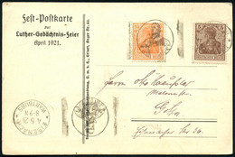 EISENACH/ *WARTBURGSTADT* 1921 (4.5.) MWSt = Luther Mit Bibel Auf Künstler-Sonderkt.: Luther-Gedächtnis-Feier Mit Luther - Christendom