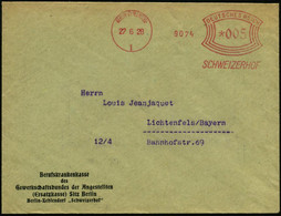 BERLIN-ZEHLENDORF/ 1/ SCHWEIZERHOF 1928 (27.6.) AFS Klar Auf Vordr.Bf.: Berufskrankenkasse = Gewerkschaftsbund Der Anges - Otros & Sin Clasificación