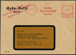 DRESDEN A1/ Deutsche/ Angestelltenschaft 1934 (6.10.) AFS Auf Vordr.-Bf.: Geda-Kasse Berlin = Ge(werkschaft) D(er) A(nge - Otros & Sin Clasificación