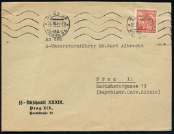 BÖHMEN & MÄHREN 1941 (27.11.) Dienst-Bf.: S S - Abschnitt XXXIX., Prag XIX , Bd.Ma.WellenSt.: PRAG 25/ PRAHA 25 (Bf. Sch - Autres & Non Classés