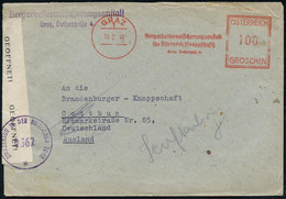 ÖSTERREICH 1948 (10.2.) Aptierter, Ehem. "Ostmark"-AFS Francotyp: GRAZ 1/Bergarbeiterversicherungsanstalt.. = Aus Dem Or - Autres & Non Classés