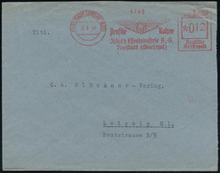 FREISTADT (OBERSCHLES)/ Profile Rohre/ Jäckel's Eisenindustrie A.-G... 1941 (5.3.) Seltener Aptierter CSR-AFS Mit Großen - Altri & Non Classificati