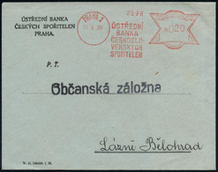 BÖHMEN & MÄHREN 1939 (16.3.) CSR-AFS.: PRAHA 1/USTREDNI/BANKA.. Mit CSR-Wertrahmen Vom 2. Tag Der Besetzung! , Seltener  - Altri & Non Classificati