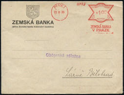 BÖHMEN & MÄHREN 1939 (23.8.) CSR-AFS Francotyp Unverändert: PRAHA 1/ZEMSKA BANKA.. Auf Inl.-Firmen-Bf. (Wappen) = B. & M - Altri & Non Classificati