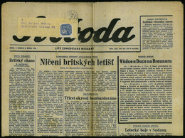 BÖHMEN & MÄHREN 1940 (5.10.) 5 H. Zeitungsmarke Taube, Blau EF Auf Adreßlabel, 2K: HABROWAN/HABROVANY , Sauber Gest. Auf - Altri & Non Classificati