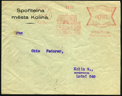 BÖHMEN & MÄHREN 1942 (5.9.) AFS Francotyp: KOLIN 1/SPORITELNA/ MESTA KOLINA = Gebäude (schwache Mittelfalte), Firmen-Ort - Altri & Non Classificati