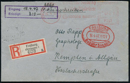 (17b) FREIBURG (BREISGAU)/ Badische Zeitung/ Badischeeutsche Jllustrierte 1947 (16.4.) AFS Francotyp "Hochrechteck" (etw - Autres & Non Classés