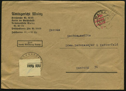 MAINZ 3 1946 (12.10.) 2K-Steg + Roter 3L: __RPf./Gebühr/bezahlt, Entnazifizierter Dienst-Bf.: Amtsgericht../ Frei Durch  - Autres & Non Classés