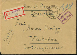 (22) TRIER 1/ M 1947 (25.11.) 2K-Steg + Viol. Ra.2: Gebühr/bezahlt + Provis. RZ: Trier (Blanco-RZ + Viol. 1L) Klar Gest. - Autres & Non Classés
