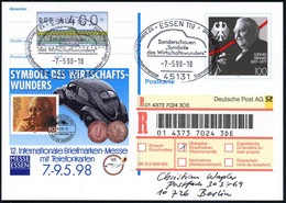 45131 ESSEN 119/ .."Symbole/ Des Wirtschaftswunders".. 1998 (7.5.) SSt = VW-Käfer Silhouette Auf Sonder-P 100 Pf. "Ludwi - Autres & Non Classés