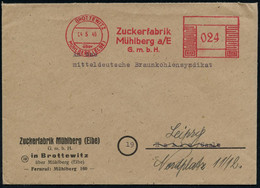 BROTTEWITZ/ über/ MÜHLBERG (ELBE)/ Zuckerfabrik.. 1946 (4.5.) Seltener, Aptierter AFS Francotyp "Mäander-rechteck" = Ins - Andere & Zonder Classificatie