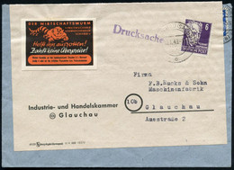 GLAUCHAU (SACHS) 1/ C 1949 (10.1.) 2K-Steg Auf EF 6 Pf. Hauptmann + Seltene, Amtl. Propaganda-Vignette: DER WIRTSCHAFTSW - Andere & Zonder Classificatie