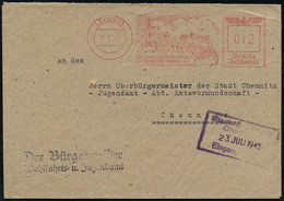 LEISNIG/ Die Stadt Auf Dem Berge/ Die Stadt Der Baumblüte/ Stadtverwaltung 1945 (18.7.) AFS Francotyp "Reichsadler" Unve - Andere & Zonder Classificatie