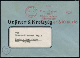 NIEDERSCHLAG/ ERZGEB./ Rund-u./ Faltenfilter/ Filtrierpapiere../ Geßner & Kreuzig 1946 (25.4.) Total Aptierter AFS Franc - Andere & Zonder Classificatie