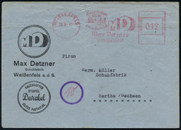 WEISSENFELS/ ::MD/ Max Detzner/ Schuhfabrik 1945 (18.9.) Seltener, Aptierter AFS Francotyp "Hakenkreuz" = Entfernt + Ins - Andere & Zonder Classificatie