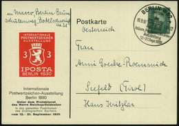 BERLIN W62/ IPOSTA/ * 1930 (16.9.) SSt = Brandenbg. Tor Auf PP 8 Pf. Ebert, Grün: IPOSTA 1930  (Frech 113/C 10-03) Wappe - Monumenti