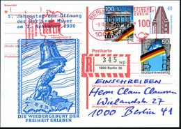 1000 BERLIN 30/ PHILATELIE GRENZENLOS.. 1990 (9.11.) AFS 100 Pf. = Brandenbg. Tor Als Vorausentwertung Auf Amtl. P 40 Pf - Monumenti