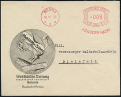 BIELEFELD/ *2*/ J.D.KÜSTER NACHF. 1928 (18.10.) Alter AFS Mit Sternen Im Ortsstempel 008 Pg. Auf Reklame-Bf.: Westfälisc - Zonder Classificatie