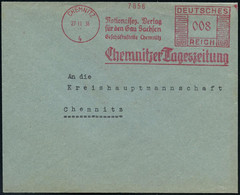 CHEMNITZ/ 4/ Nationalsoz.Verlag/ Für Des Gaus Sachsen/ ..Chemnitzer Tageszeitung 1936 (27.11.) AFS Glasklar Auf Ortsbf.  - Zonder Classificatie