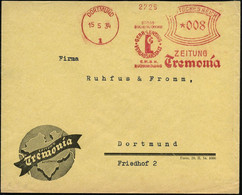 DORTMUND/ 1/ GROSS-/ BUCHDRUCKEREI/ GEBR.LENSING/ ZEITUNG/ Tremonia 1934 (15.5.) AFS (Logo) Auf Dekorativem Zeitungs-Rek - Zonder Classificatie