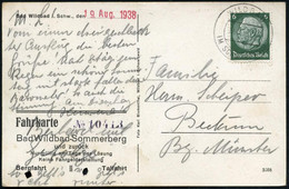 WILDBAD 1938 (19.8.) 2K-Steg: WILDBAD/IM SOMMERBERG Auf Fahrkarten-Ak.: Bergfahrt - Talfahrt Mit Rauten-Lochentwertung!  - Trains