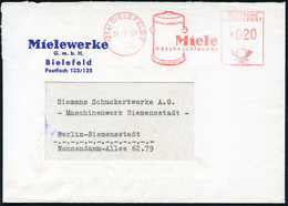 (21a) BIELEFELD 2/ Miele/ Wäscheschleuder 1961 (31.7.) Dekorat. AFS = Wäscheschleuder , Firmen-Bf.: Mielewerke AG (Dü.E- - Electricité