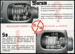 MEHLEM/ Bürstenhalter/ RINGSDORFF/ WERKE AG. 1935 (26.11.) AFS = Kohlebürstenhalter Auf Passender, Zweifarb. Reklamekt.! - Electricité