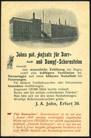 ERFURT/ *1a 1902 (24.3.) 1K-Gitter Auf Reklame-PP 3 Pf. Krone/Ziffer Braun: J.A. John, Erfurt 30/..Aufsatz Für Darr- U.  - Brandweer