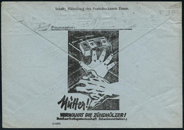 ESSEN/ P Sch A 1943 (2.1.) Bd.MaSt (kriegsbedingt Abgenutzt) Portofreier Postscheck-Bf., Rs. Halbamtl. Reklame: Mütter!  - Bombero