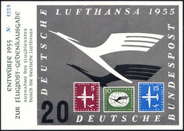 B.R.D. 1955 Neubeginn Deutsche Lufthansa 5 Pf., 10 Pf. U. 15 Pf. Nicht Ausgeführte Entwürfe In Originalfarben, Ungez. En - Andere (Lucht)