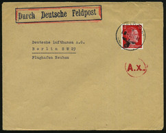 DT.BES.FRANKREICH 1943 (27.11.) 1K: FELDPOST/d/--- Auf EF 12 Pf. Hitler + Ra.: Durch Deutsche Feldpost + Roter OKW-Zensu - Andere (Lucht)