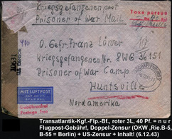 ASCHAFFENBURG 2/ W 1943 (6.12.) 2K-Steg + Roter 2L: Gebührenfrei/ Postage Free + Roter 3L: Taxe Percue/___RM ___ Pf + Hs - Altri (Aria)