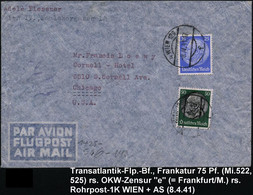 4 WIEN 126/ F 1941 (8.4.) 1K-Brücke Auf Satzreiner Frankatur Hindenbg. 25 Pf. U. 50 Pf. (kl. Randrißchen) Rs. OKW-Zensur - Other (Air)