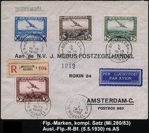 BELGIEN 1930 (5.5.) Flp. 50 C. Bis 2 Fr. = Kompl. Satz (= Fokker FVII) Klar Gest. Ausl.-Flp-R-Bf. N. Amsterdam  (Mi.280/ - Otros (Aire)