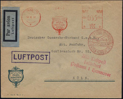 Köln-Flughafen 1931 (17.6.) Roter 1K-Steg: MLB/LUFTPOSTAMT/KÖLN-FLUGHAFEN (Mi.F 63-07, + 18.- EUR) + Roter Transit-3L: M - Autres (Air)