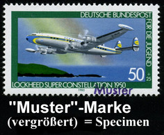 B.R.D. 1980 50 + 25 Pf. Wofa: Lockheed "Superconstellation" DLH Mit Amtl. Handstempel  "M U S T E R" , Postfr. + Faksimi - Vliegtuigen