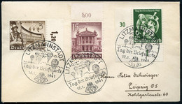 LITZMANNSTADT/ Tag D.Briefmarke 1941 (12.1.) Serien-SSt = Fallschirmjäger 3x Klar Auf Kleinem Fern-Bf. (1x 6 + 24 Pf. Ta - Parachutisme