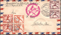 Framkfurt/ Main 1936 (1.8.) Olympiafahrt "Luftschiff Hindenburg", Frankat. Oly. 2x 8+4 Pf., 2x 12+6 Pf. , 2x 15+10 Pf. ( - Zeppelines