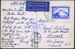 FRIEDRICHSHAFEN/ LUFTPOST 1928 (7.10.) 1K-Brücke Auf EF 2 Mk. Zeppelin, Blau (Mi.423 EF + 120.- EUR) + Bl. Oval-HdN: Mit - Zeppelines