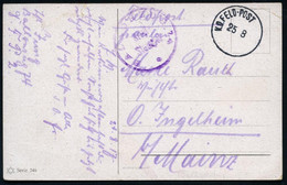 DEUTSCHES REICH 1917 (25.8.) Aptierter 1K: K. D. FELDPOST = Tarnstempel + Viol. 2K-HdN:  B A L L O N Z U G  74/* + Hs. A - Mongolfiere