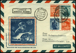 ÖSTERREICH 1953 (24.5.) PU 5 + 5 + 10 + 10 Gr. Trachten/Lanschaften: 10.BALLONPOST FÜR DAS PARACELSUSHAUS = Paracelsus,  - Montgolfier
