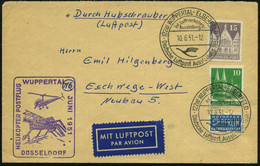 (22a) WUPPERTAL-ELBERFELD/ Deutsche Luftpost Ausstellung 1951 (10.6.) SSt = DLH-Logo (Kranich) (Kranich) 2x Auf Bauten-F - Helicópteros