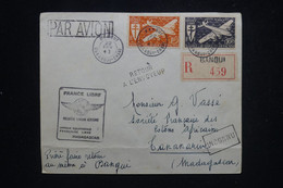 A.E.F. - Enveloppe En Recommandé De Bangui Pour Tananarive Par 1er Vol France Libre En 1943 Et Retour - L 97187 - Unclassified