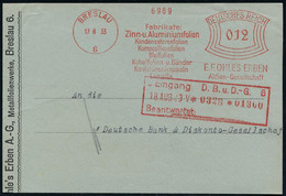 BRESLAU/ 6/ ..Zinn-u.Aluminiumfolien/ Kondensatorenfolien/ ..Bleifolien/ Konfitürenkapseln/ Lametta/ E.F.OHLES ERBEN/ AG - Autres & Non Classés